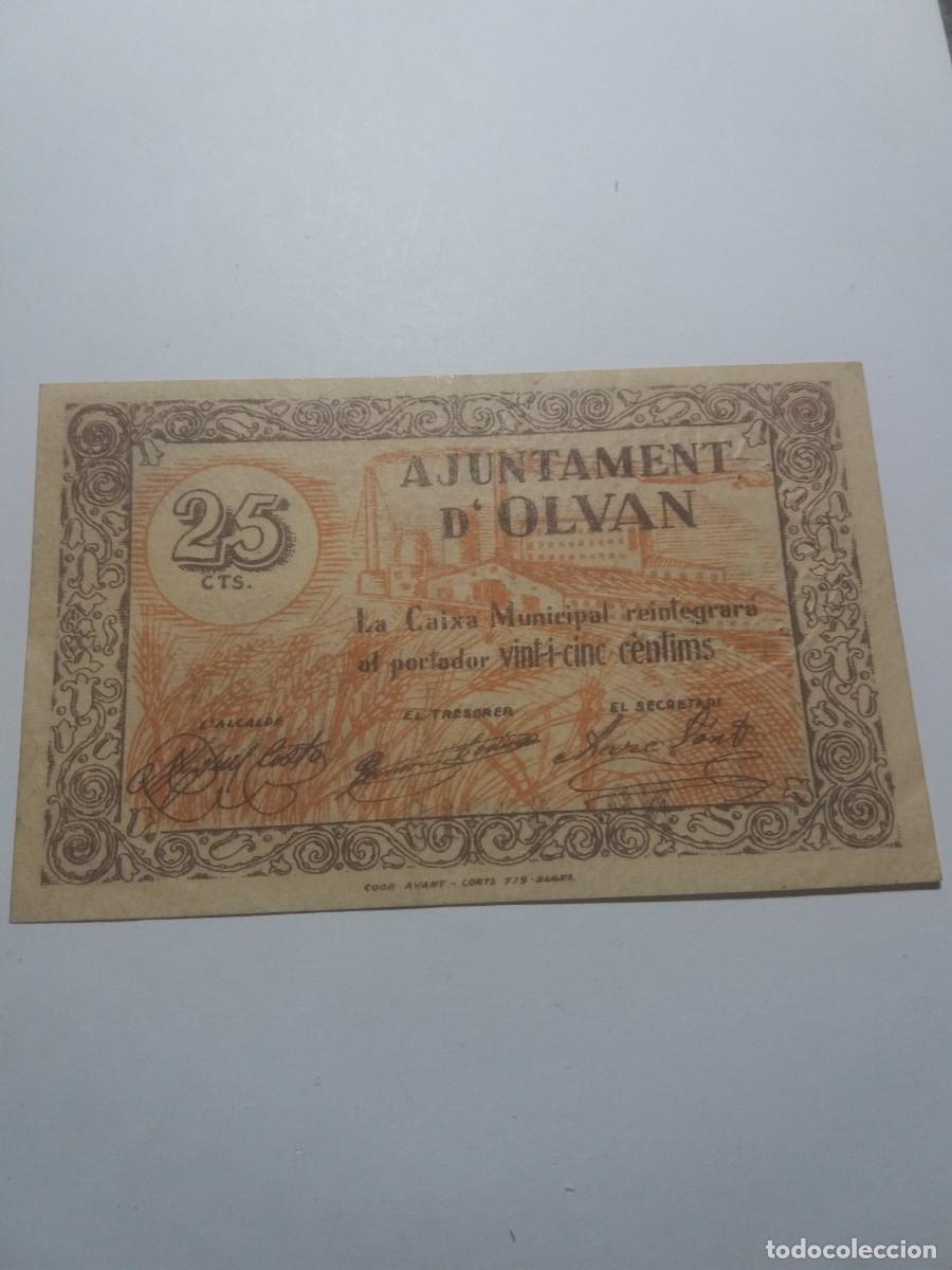 Billetes locales: Billete 25 C&egrave;ntims Ajuntament OLVAN