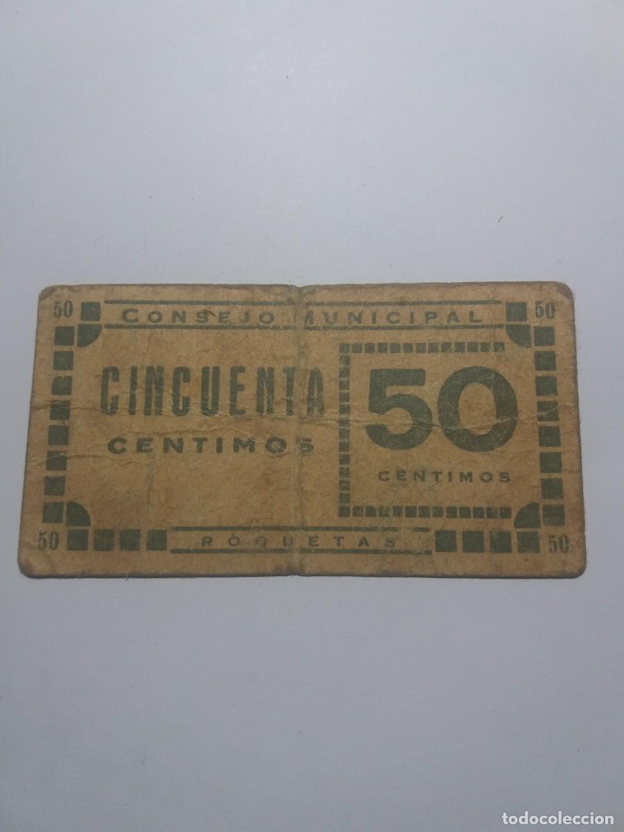 Billetes locales: Billete 50 C&egrave;ntims Ajuntament ROQUETAS