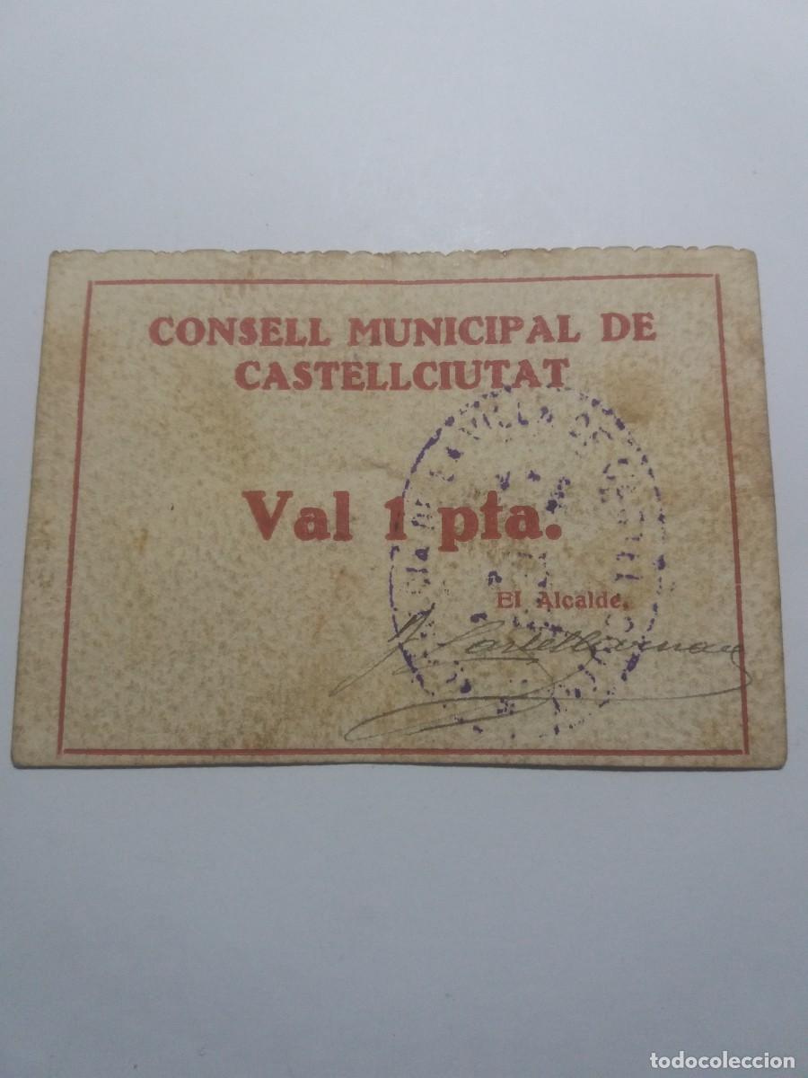 Billetes locales: Billete 1 Pesseta Consell Municipal CASTELLCIUTAT