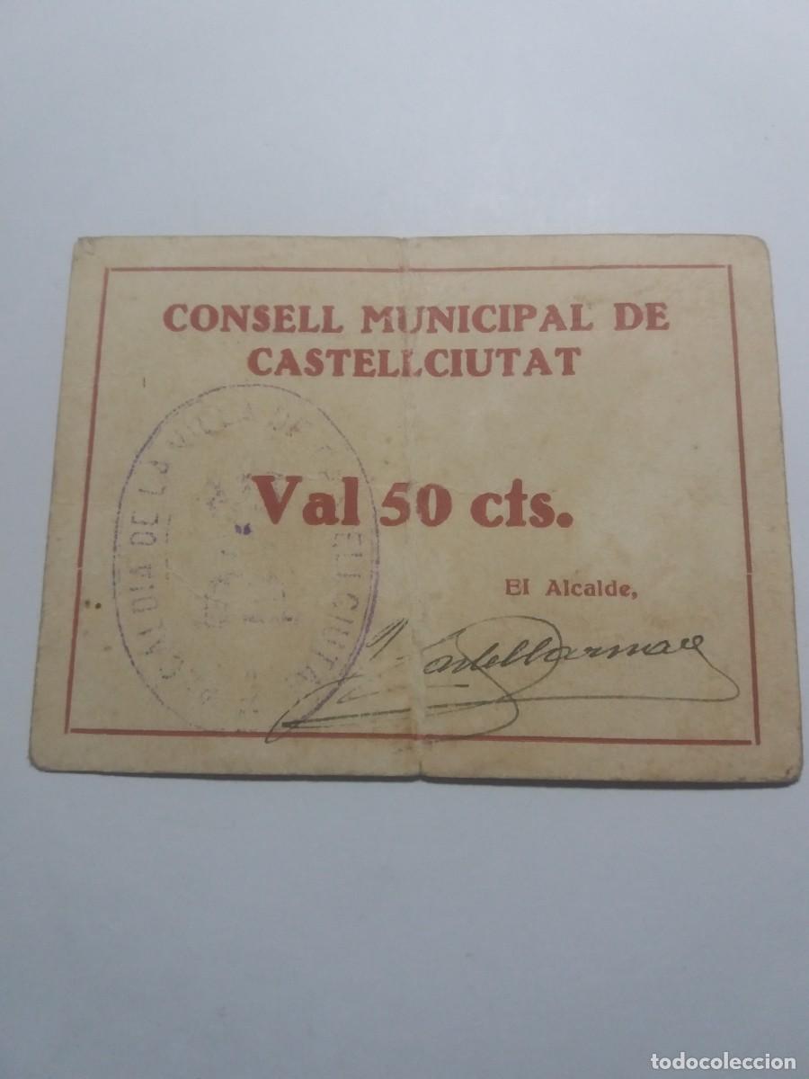 Billetes locales: Billete 50 C&egrave;ntims Consell Municipal CASTELLCIUTAT