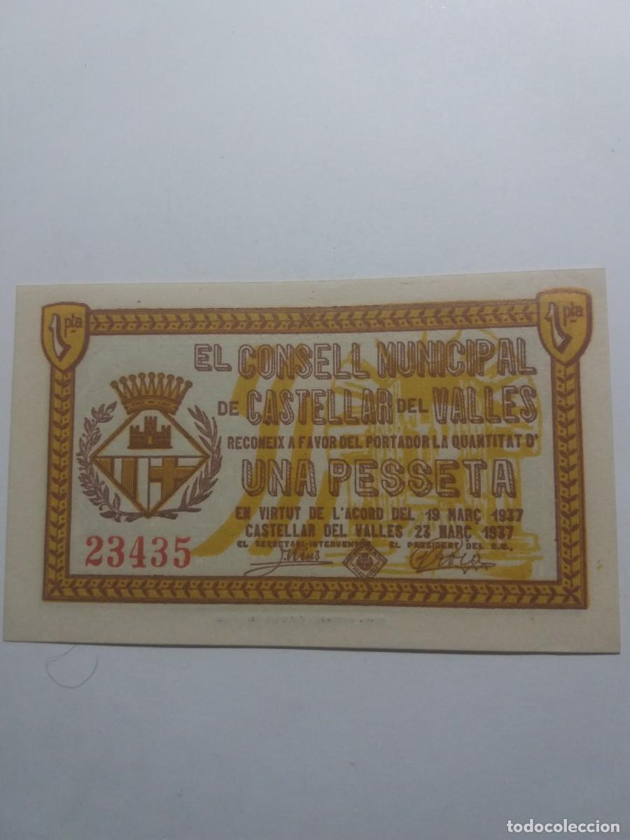 Billetes locales: Billete 1 Pesseta Consell Municipal CASTELLAR DEL VALLES 19 Mar&ccedil; 1937