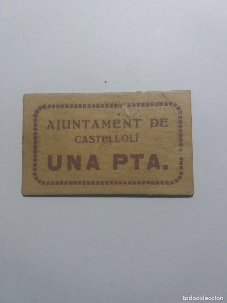 Billetes locales: Billete 1 Pesseta Ajuntament CASTELLOL&Iacute; -cart&oacute;n-