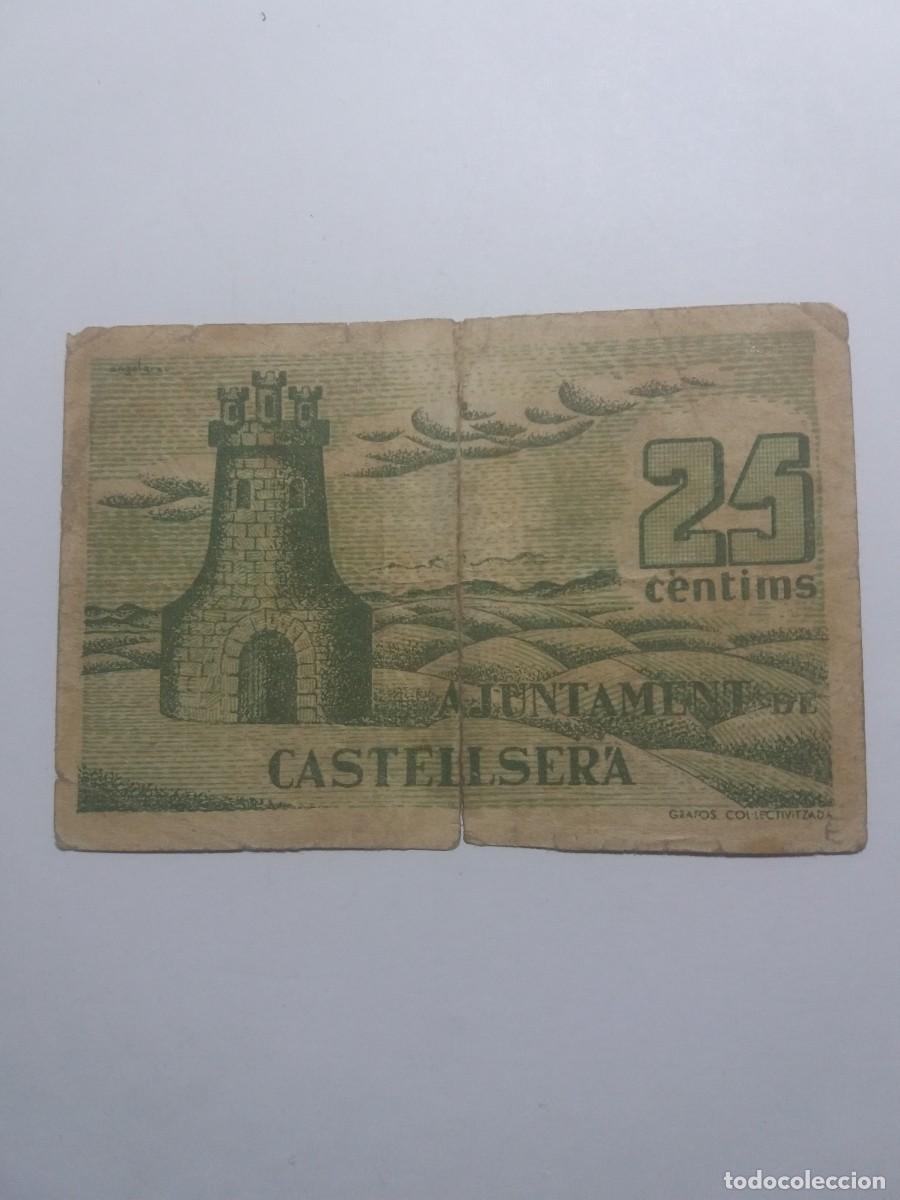 Billetes locales: Billete 25 C&egrave;ntims Ajuntament CASTELLSER&Aacute;