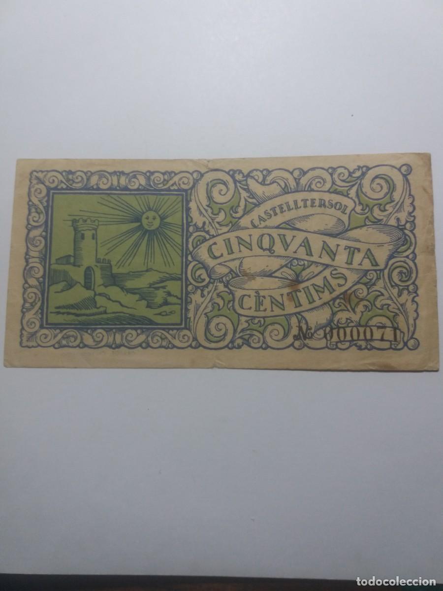 Billetes locales: Billete 50 C&egrave;ntims Ajuntament CASTELLTERSOL