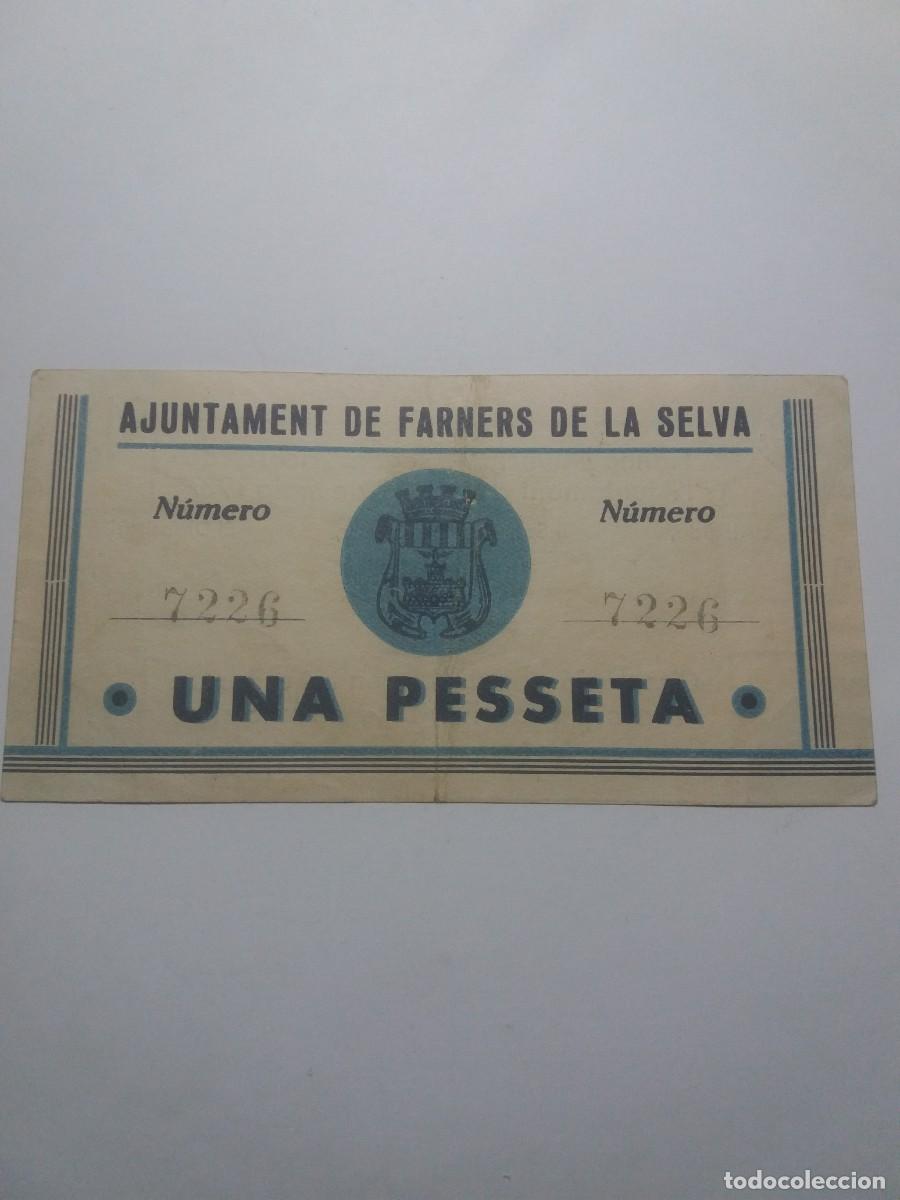 Billetes locales: Billete 1 Pessete Ajuntament FARNERS DE LA SELVA 13 Maig 19937