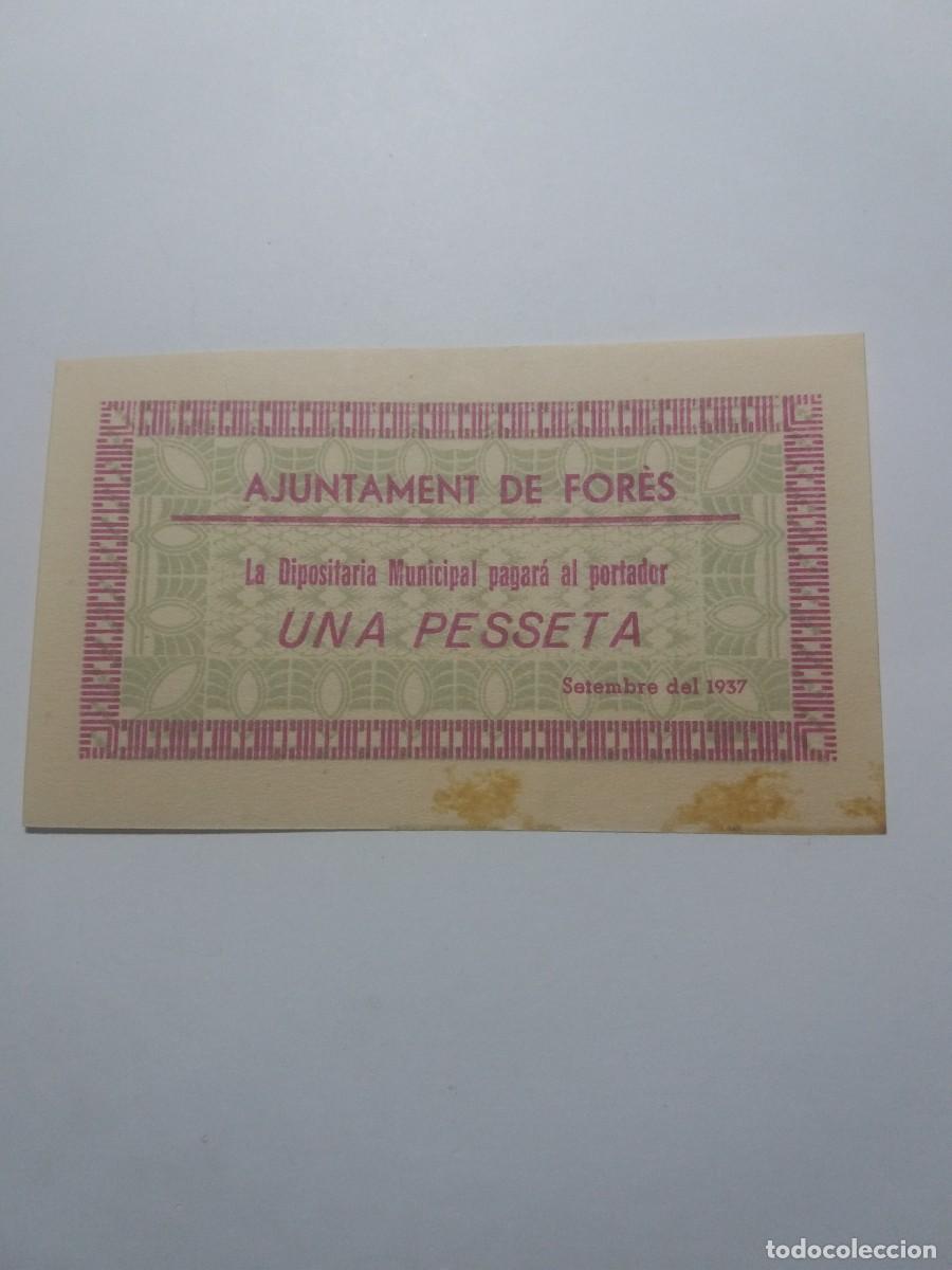 Billetes locales: Billete 1 Pesseta Ajuntament FOR&Eacute;S Setembre 1937
