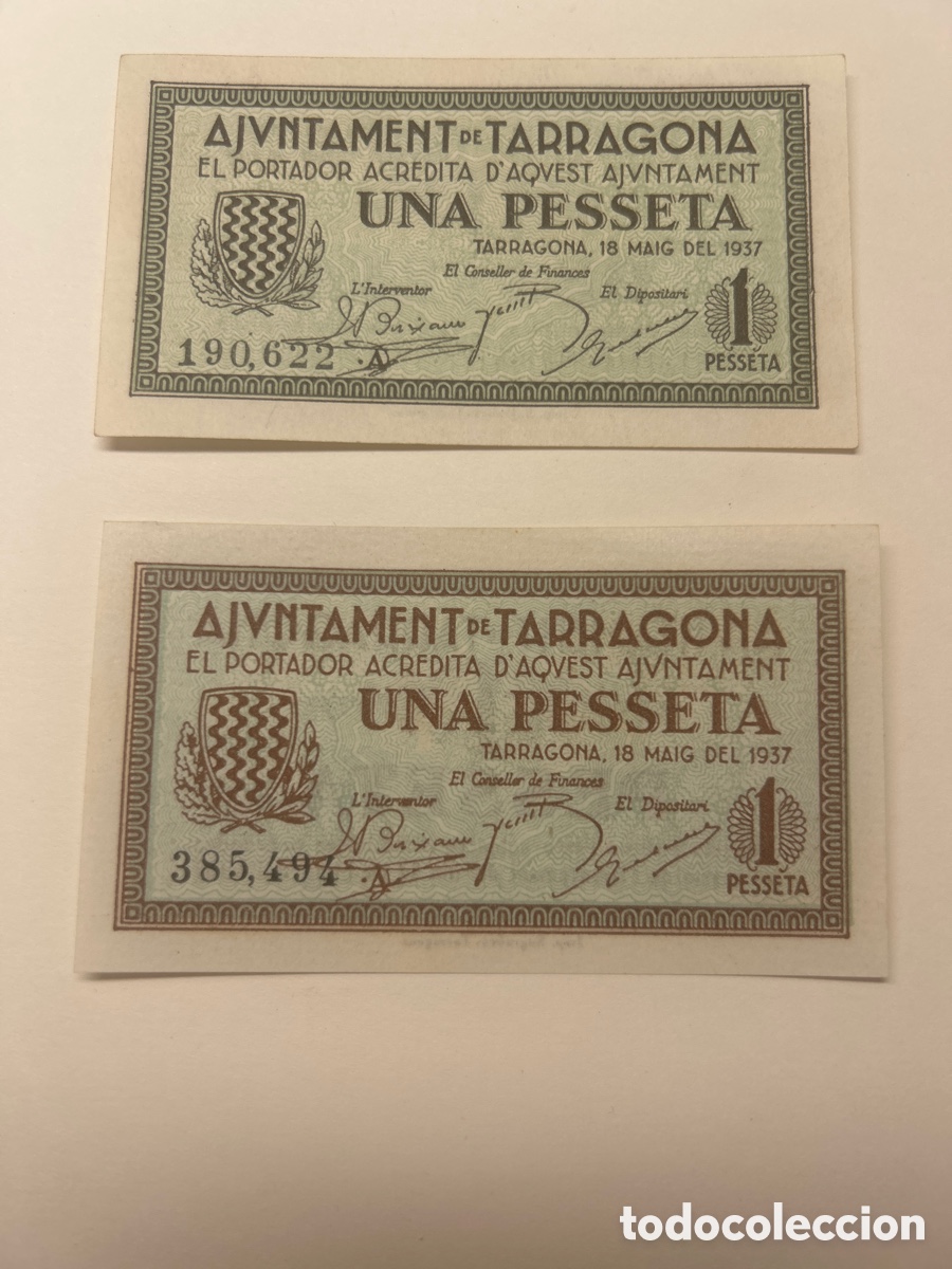 Billetes locales: Lote de dos billetes Ajuntament de Tarragona