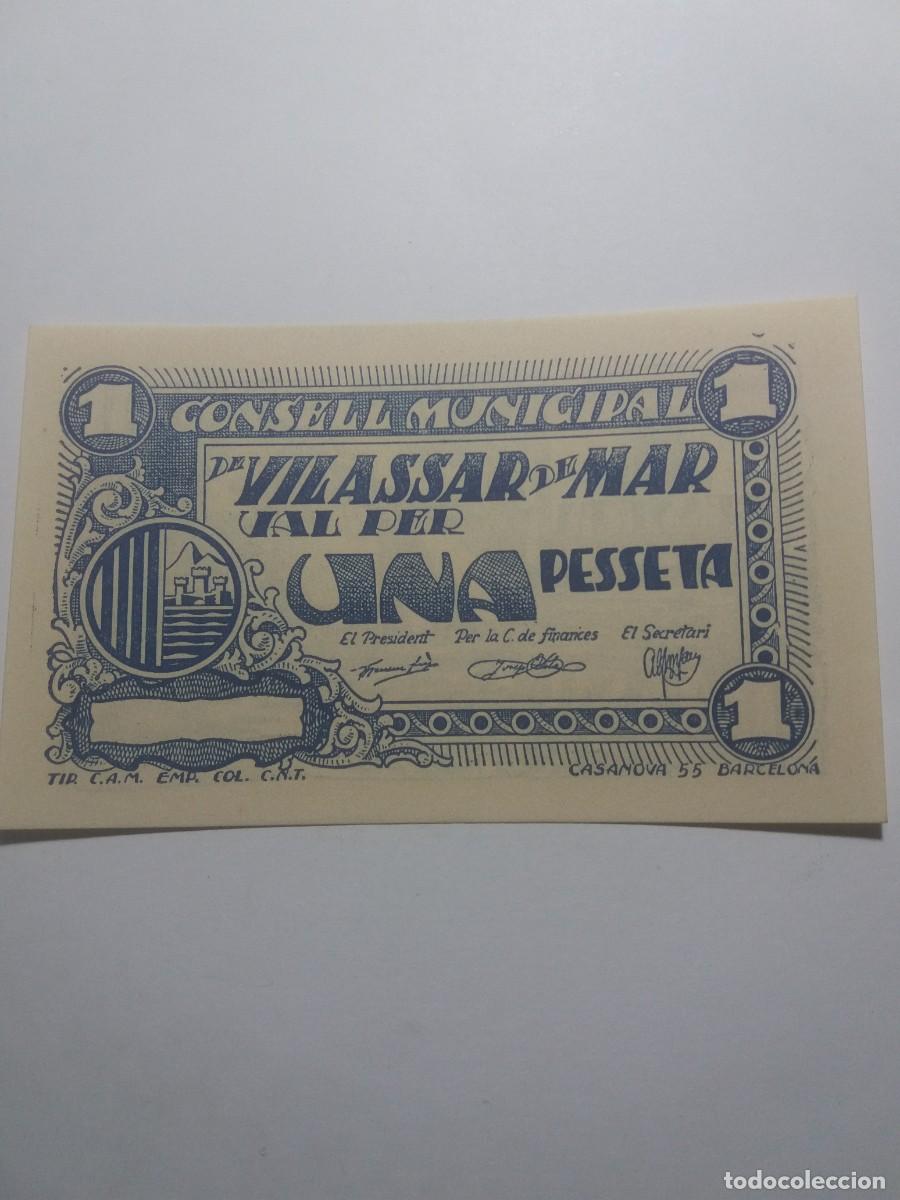 Billetes locales: Billete 1 Pesseta Consell Municipal VILASSAR de MAR