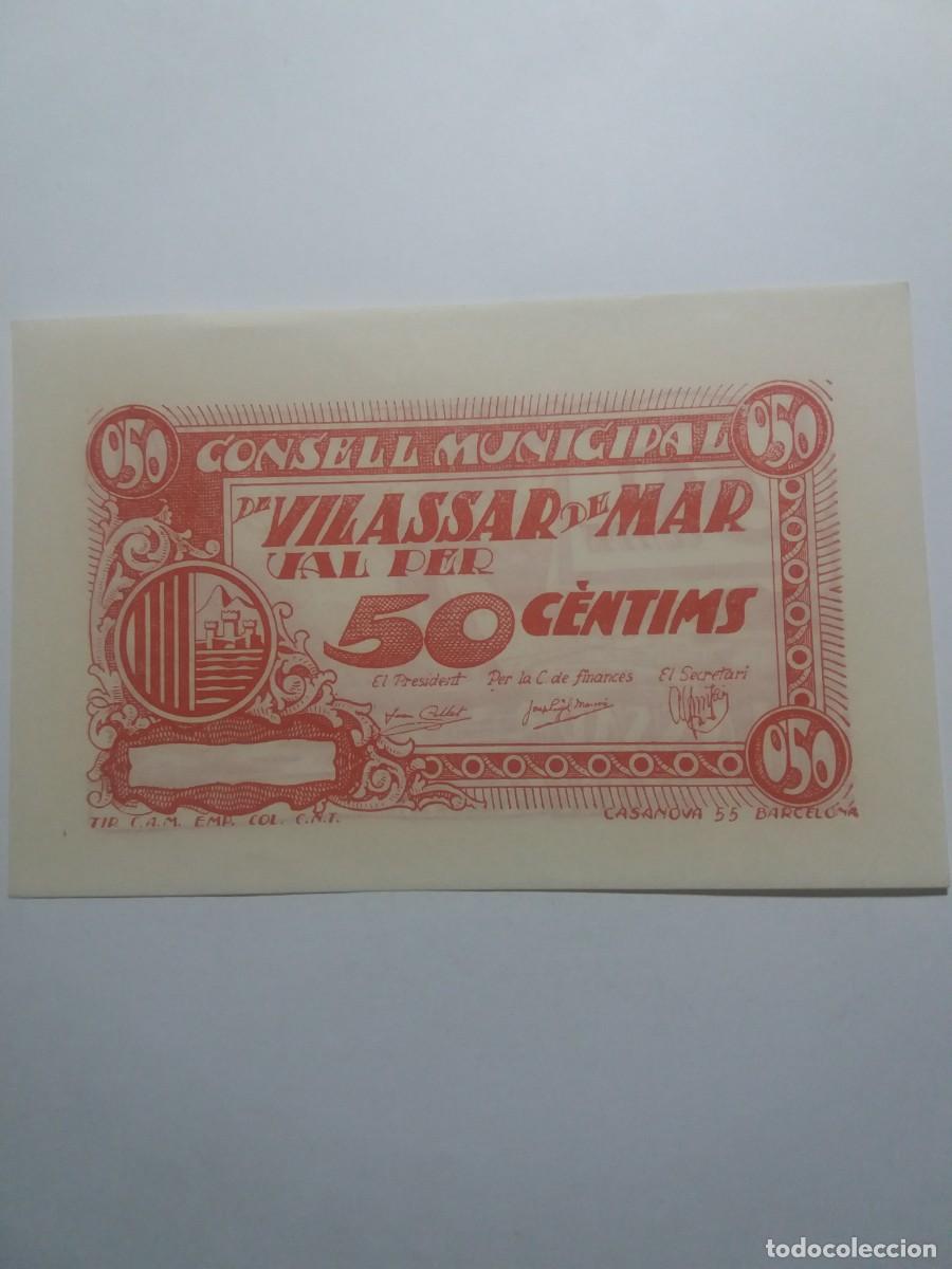 Billetes locales: Billete 50 C&egrave;ntims Consell Municipal VILASSAR de MAR