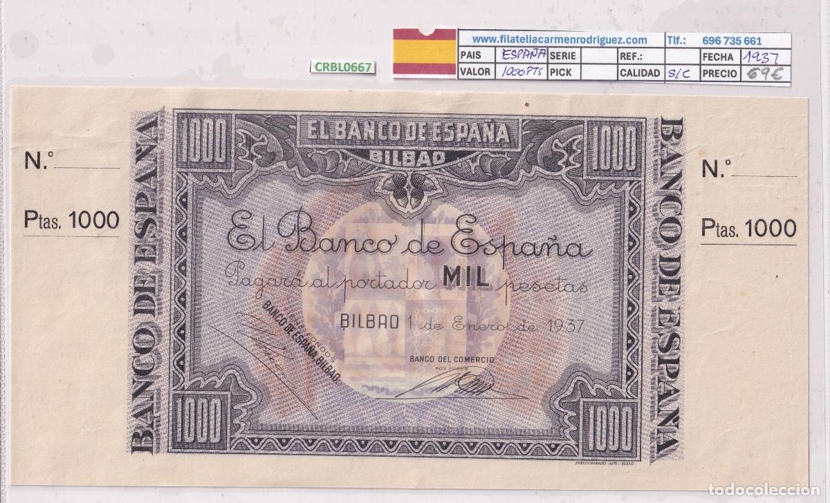 Billetes locales: CRBL0667 BILLETE ESPA&Ntilde;A BILABO 1000 PESETAS 1937 SIN CIRCULAR