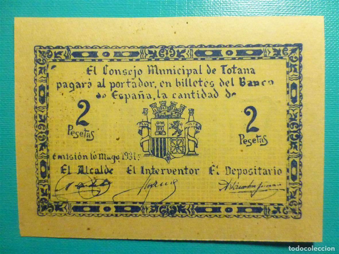 Billetes locales: Billete Local - Consejo Municipal de Totana - A&ntilde;o 1.937 - 2 Pesetas - Plancha