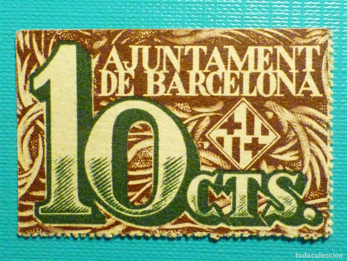 Billetes locales: Billete Local - Ajuntament Barcelona - A&ntilde;o 1.937 - 10 Cts - C&eacute;ntimos - Serie A -