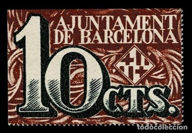 Banconote locali: 0084 Guerra Civil PRUEBA NO ADPTADA del Billete del AJUNTAMENT DE BARCELONA de 10 CENTIMOS Impreso