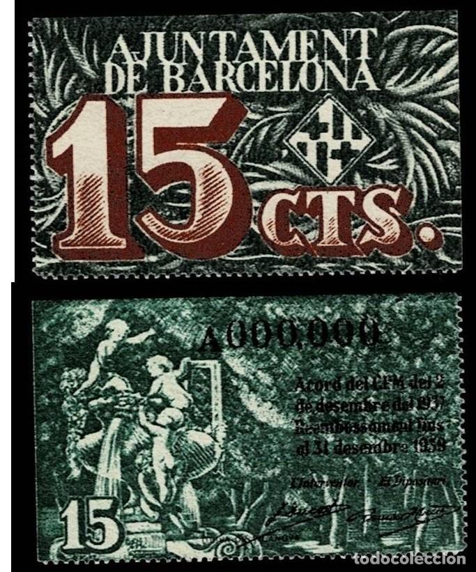 Billetes locales: 0084 Guerra Civil PRUEBA NO ADOPTADA del Billete del AJUNTAMENT DE BARCELONA de 10 CENTIMOS Impreso