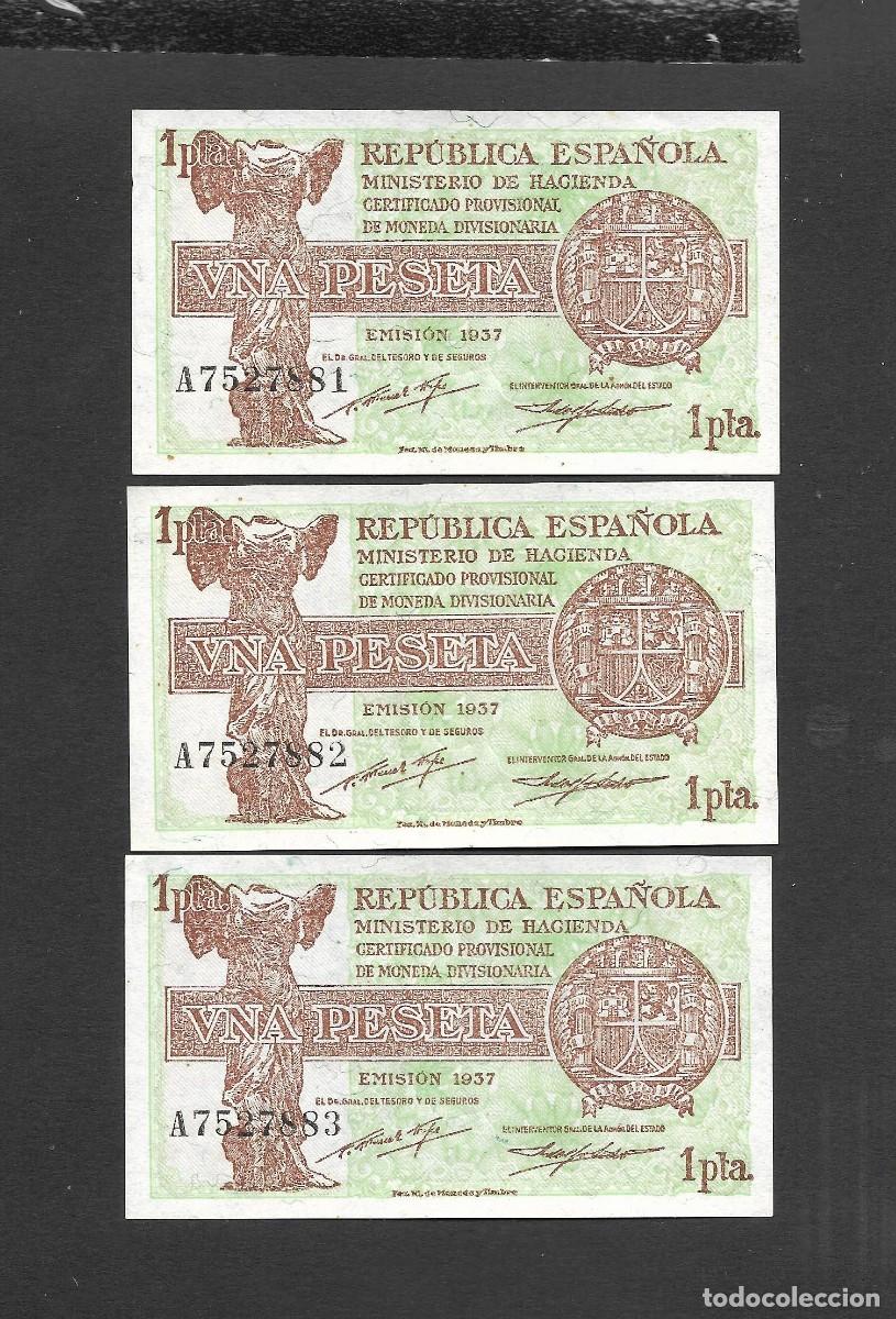 Billetes locales: TRIO CORRELATIVO 1 PESETA 1937 SERIE A S/C