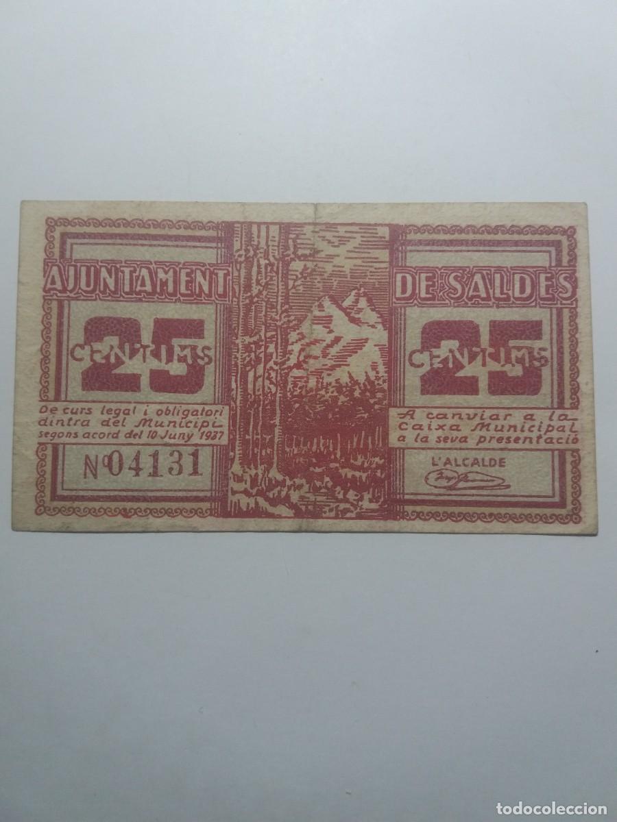 Billetes locales: Billete 25 C&egrave;ntims Ajuntament SALDES 10 Juny 1937