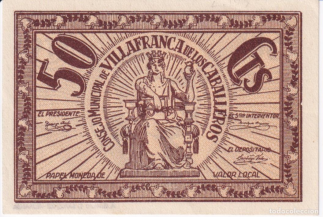 Banconote locali: BILLETE 50 CENTIMOS CONSEJO MUNICIPAL DE VILLAFRANCA DE LOS CABALLEROS A&Ntilde;O 1937 (TOLEDO)