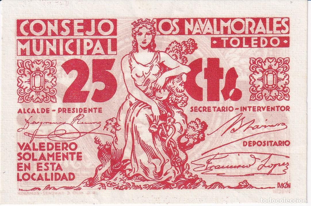 Lokale Banknoten: BILLETE DE 25 CENTIMOS DEL CONSEJO MUNICIPAL DE NAVALMORALES DEL A&Ntilde;O 1937 (TOLEDO)