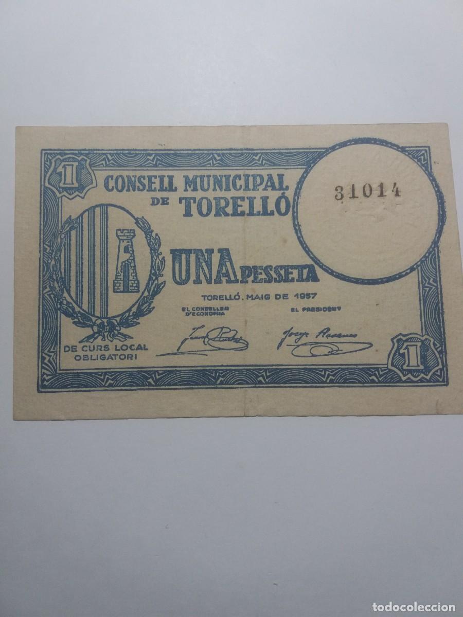 Billetes locales: Billete 1 Pesseta Consell Municipal TORELL&Oacute; Maig 1937