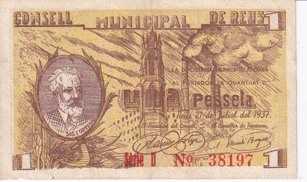 Banconote locali: BILLETE DE 1 PESETA DEL CONSELL MUNICIPAL DE REUS DEL A&Ntilde;O 1937 SOL I ORTEGA SERIE D