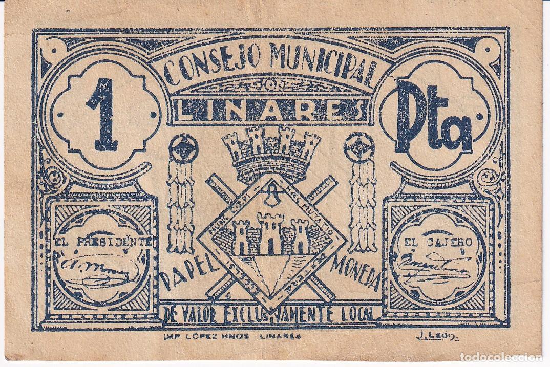 Local Banknotes: BILLETE DE 1 PESETA DEL CONSEJO MUNICIPAL DE LINARES DEL A&Ntilde;O 1937