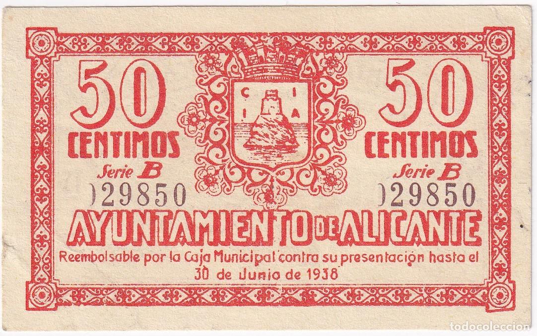 Local Banknotes: BILLETE DE 50 CENTIMOS DEL AYUNTAMIENTO DE ALICANTE DEL A&Ntilde;O 1937 SIN CIRCULAR (SC)