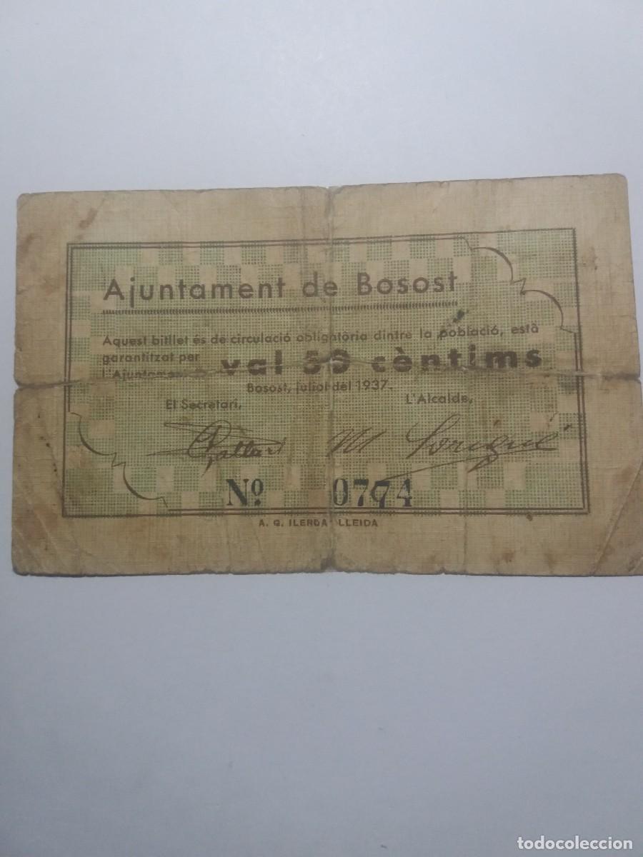 Billetes locales: Billete 50 C&egrave;ntims Ajuntament BOSOST Juliol 1937