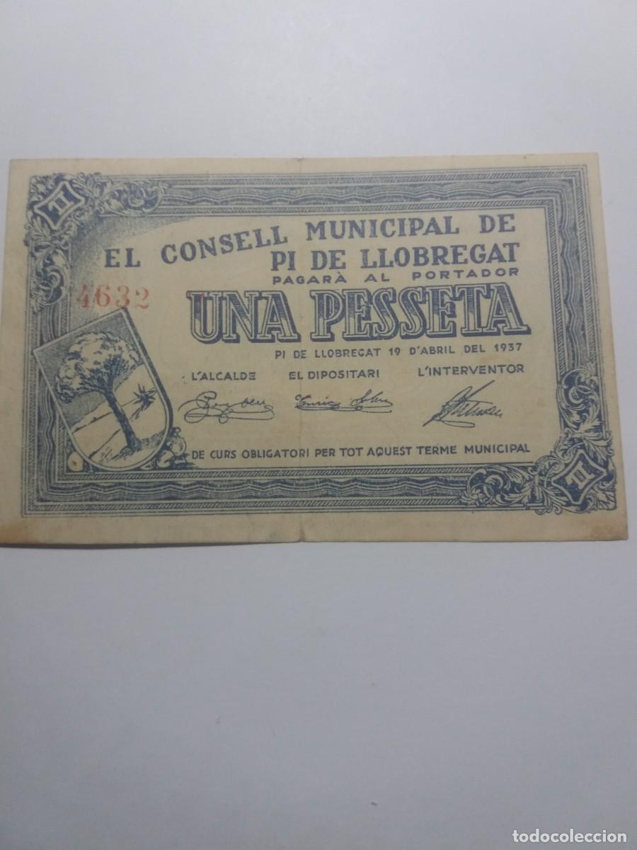 Lokale Banknoten: Billete 1 Pesseta Consell Municipal PI DE LLOBREGAT 19 Abril 1937
