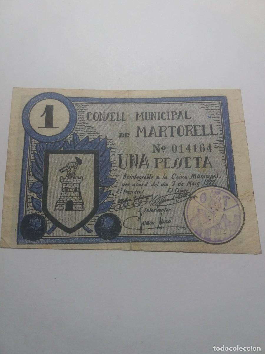 Billetes locales: Billete 1 Pesseta Consell Municipal MARTORELL 1 Maig 1937