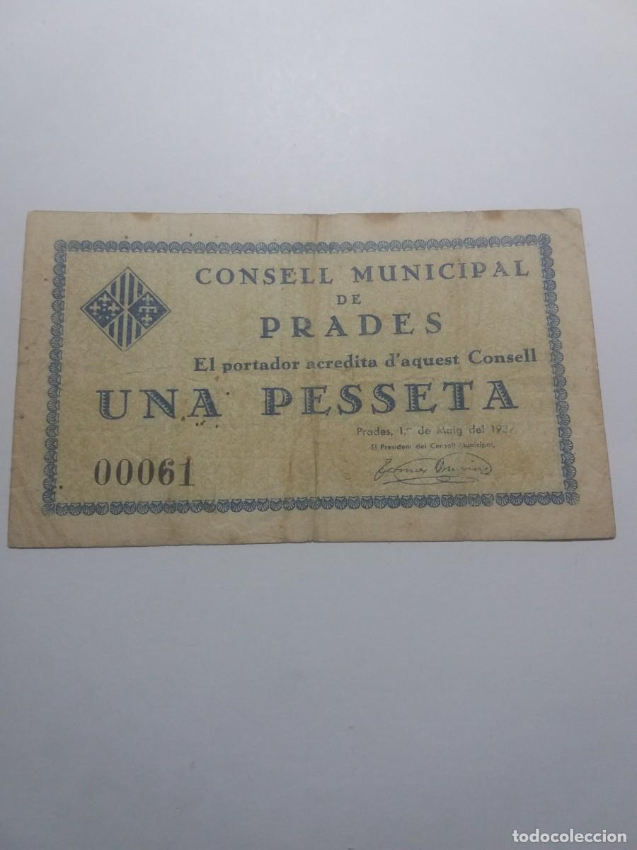 Billetes locales: Billete 1 Pesseta Consell Municipal PRADES 1er.Maig 1937