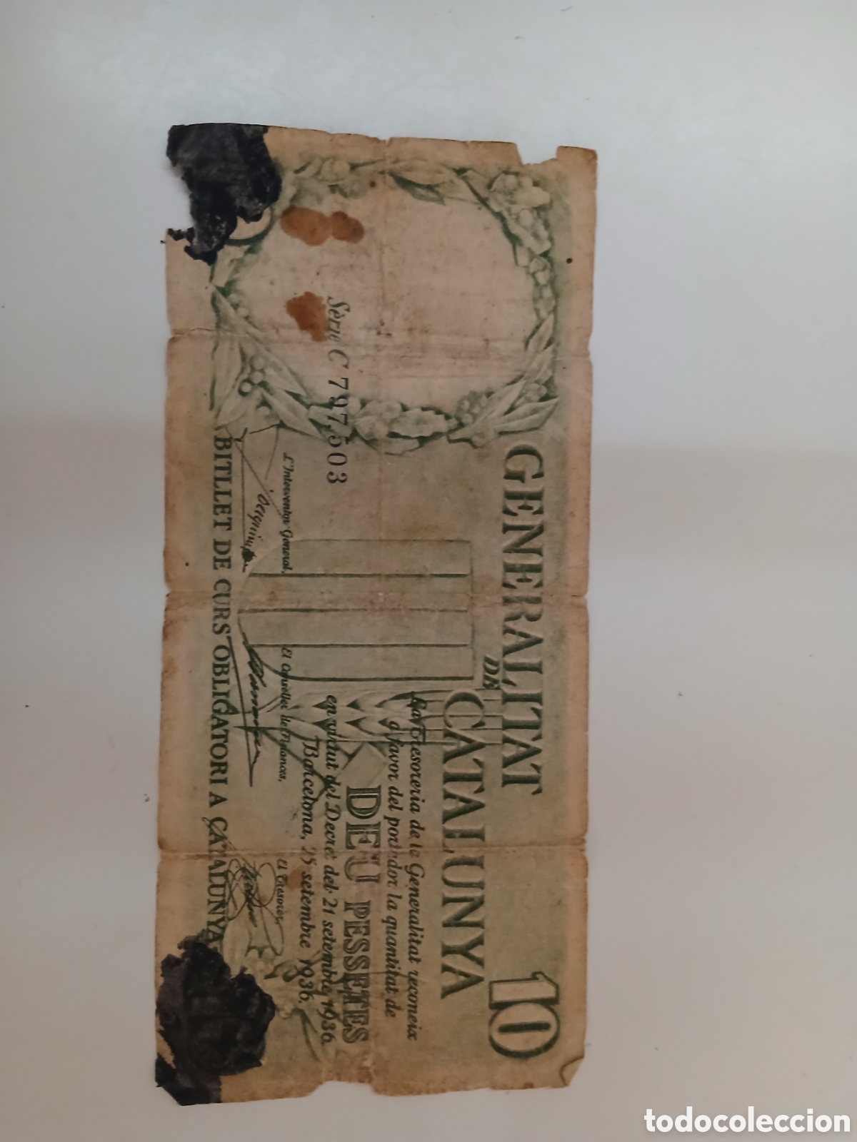 Lokale Banknoten: BILLETE 10 pesetas generalitat de catalunya