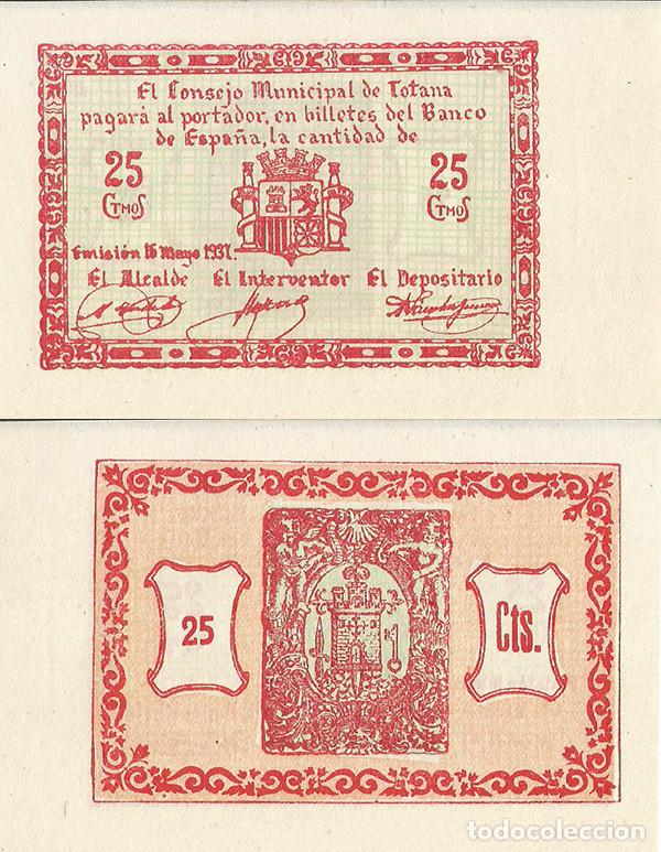 Banconote locali: BILLETE LOCAL - TOTANA - 25 CENTS - 1937 - GUERRA CIVIL - NO CIRCULADO