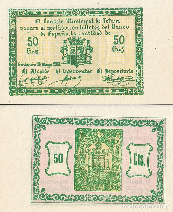 Lokale Banknoten: BILLETE LOCAL - TOTANA - 50 CENTS - 1937 - GUERRA CIVIL - NO CIRCULADO