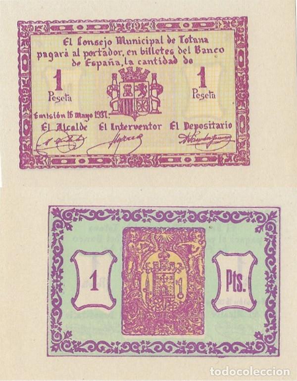 Banconote locali: BILLETE LOCAL - TOTANA - 1 PESETA - 1937 - GUERRA CIVIL - NO CIRCULADO