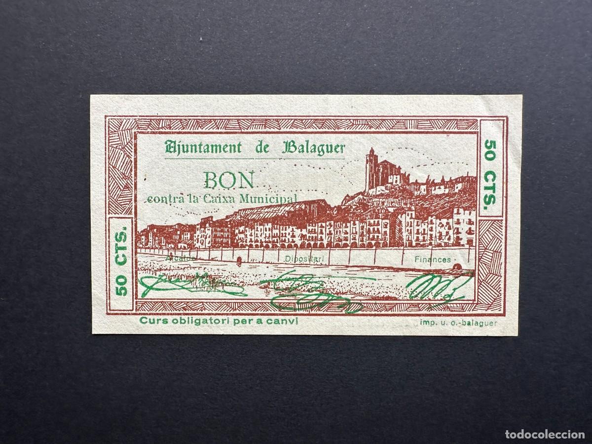 Lokale Banknoten: a&ntilde;o 1937 - BILLETE DE 50 CENTIMOS DEL AYUNTAMIENTO DE BALAGUER - BILLETE LOCAL - BON - GUERRA CIVIL