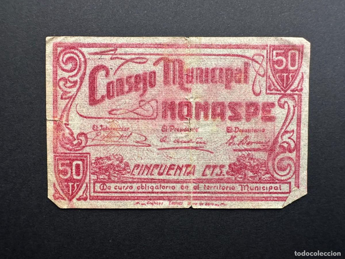 Lokale Banknoten: BILLETE DE 50 CENTIMOS DEL CONSEJO MUNICIPAL DE NONASPE (ZARAGOZA) - BILLETE LOCAL -