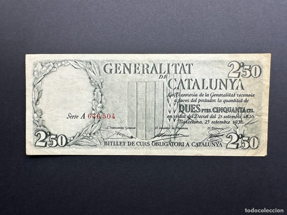 Lokale Banknoten: A&Ntilde;O 1936 - BILLETE DE 2.5 PESETAS DE LA GENERALITAT DE CATALUNYA - BILLETE LOCAL - GUERRA CIVIL -