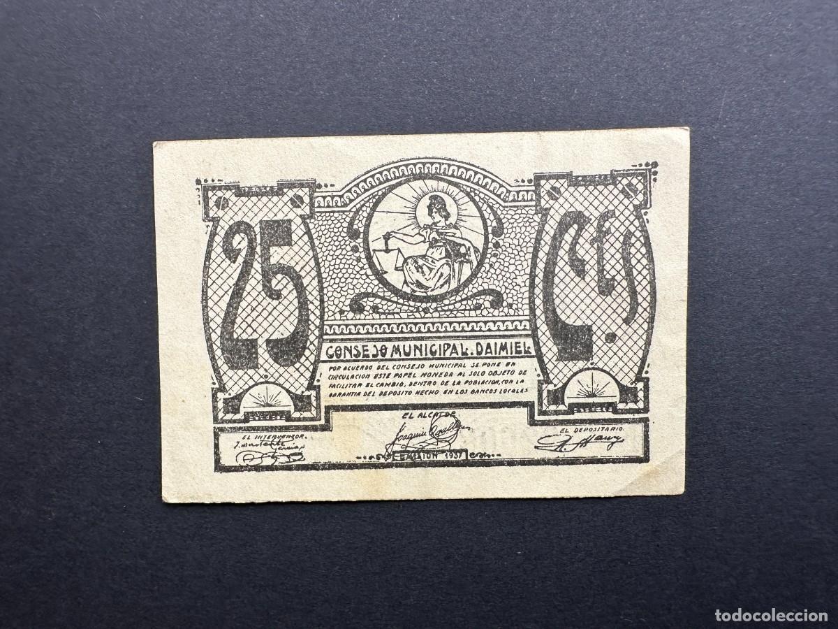 Lokale Banknoten: A&Ntilde;O 1936 - BILLETE DE 25 CENTIMOS - CONSEJO MUNICIPAL DE DAIMIEL - BILLETE LOCAL - CIUDAD REAL