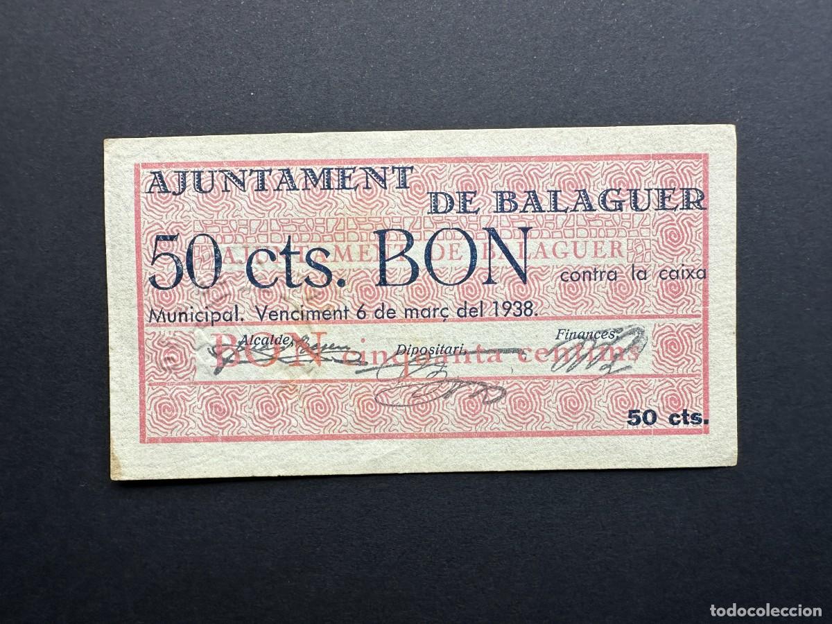 Lokale Banknoten: A&Ntilde;O 1937 - BILLETE DE 50 CENTIMOS - AJUNTAMENT DE BALAGUER - BILLETE LOCAL