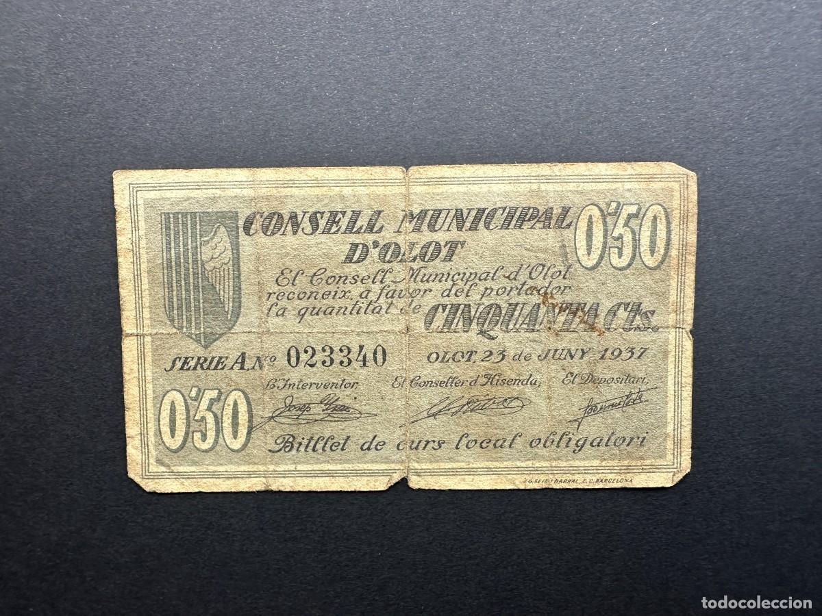 Lokale Banknoten: A&Ntilde;O 1937 - BILLETE DE 50 CENTIMOS - CONSELL MUNICIPAL D'OLOT - OLOT - BILLETE LOCAL
