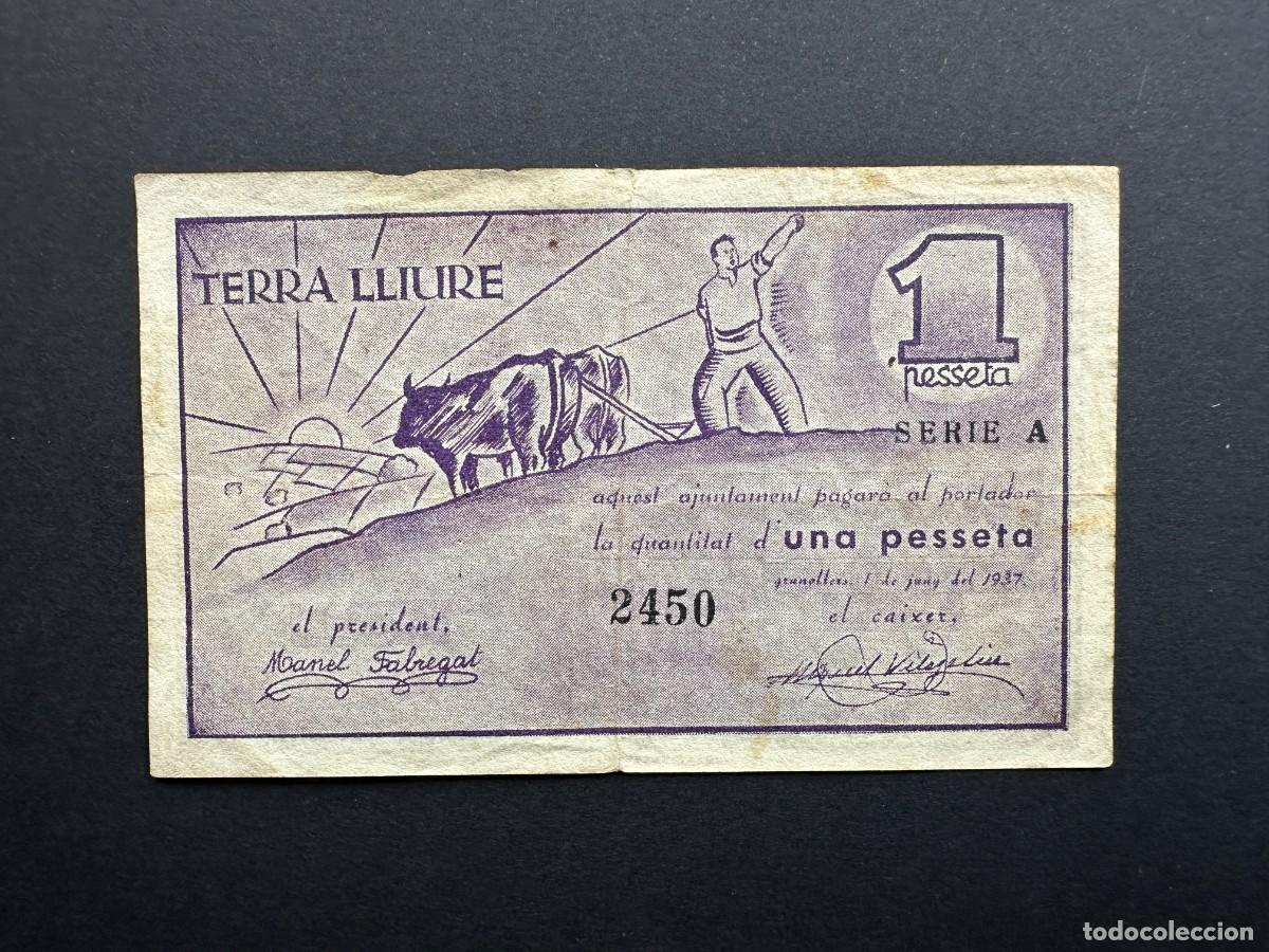 Banconote locali: A&Ntilde;O 1937 - BILLETE DE 1 PESETA - CONSELL MUNICIPAL DE GRANOLLERS - BILLETE LOCAL