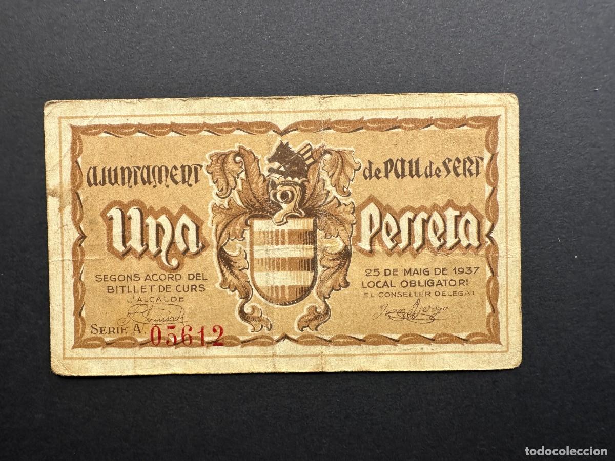 Lokale Banknoten: A&Ntilde;O 1937 - BILLETE DE 1 PESETA - AJUNTAMENT DE PAU DE SERT - BILLETE LOCAL