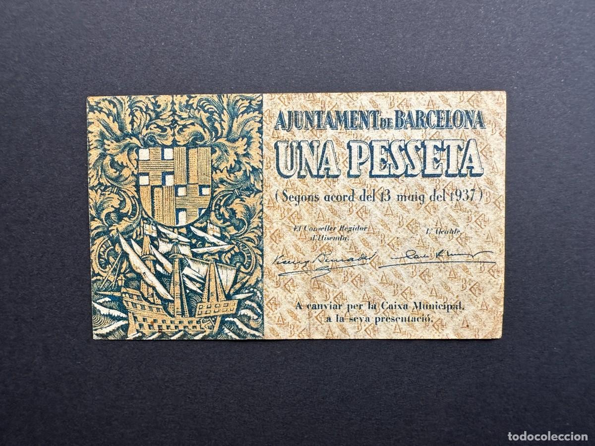 Banconote locali: a&ntilde;o 1937 - BILLETE DE UNA PESETA - AJUNTAMENT DE BARCELONA - BILLETE LOCAL