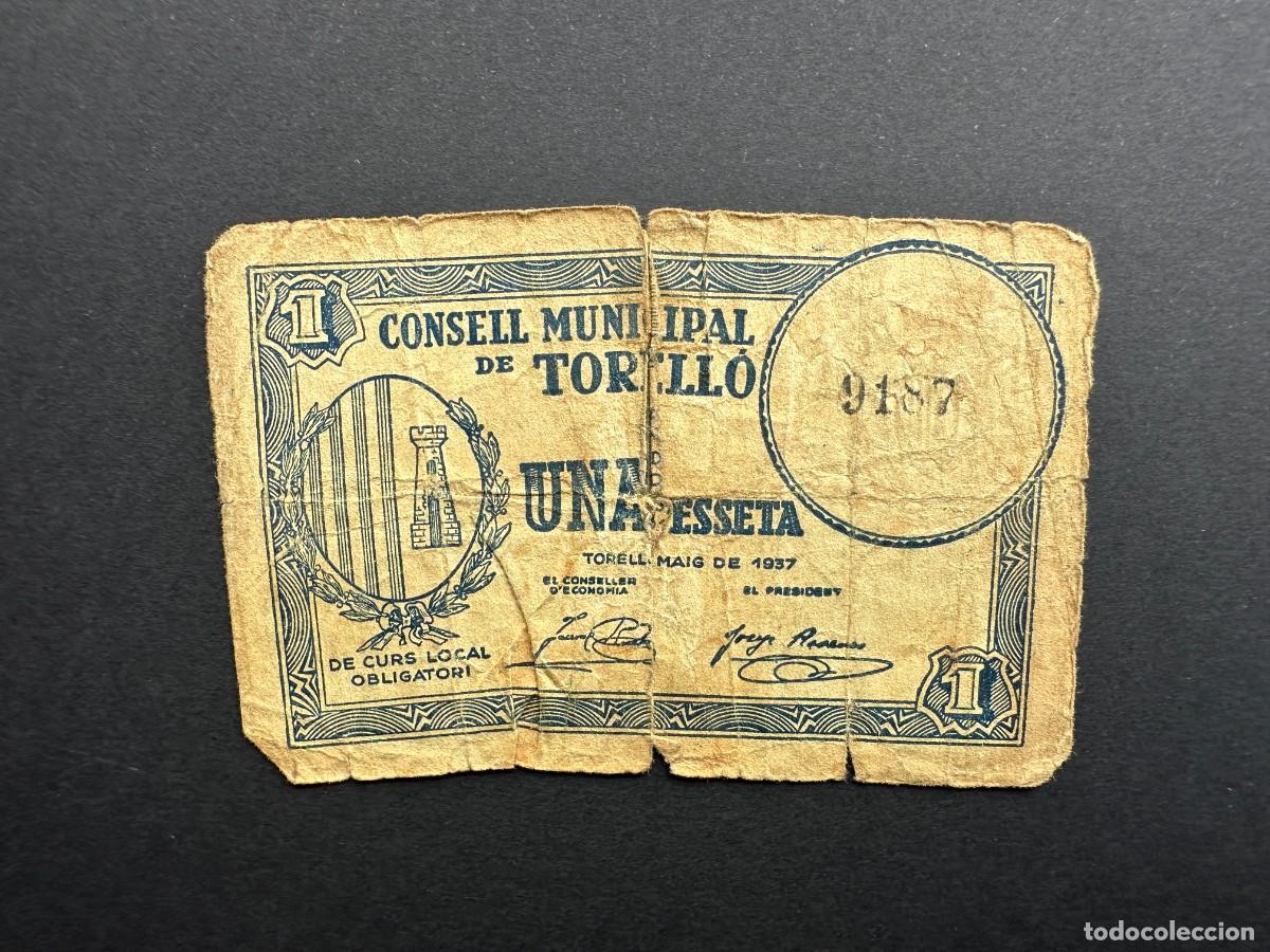 Banconote locali: a&ntilde;o 1937 - BILLETE DE 1 PESETA - CONSELL MUNICIPAL DE TORELLO - BILLETE LOCAL