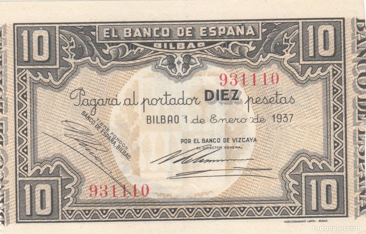 Lokale Banknoten: CRBL0062 BILLETE ESPA&Ntilde;A BILBAO 10 PESETAS 1937 EBC