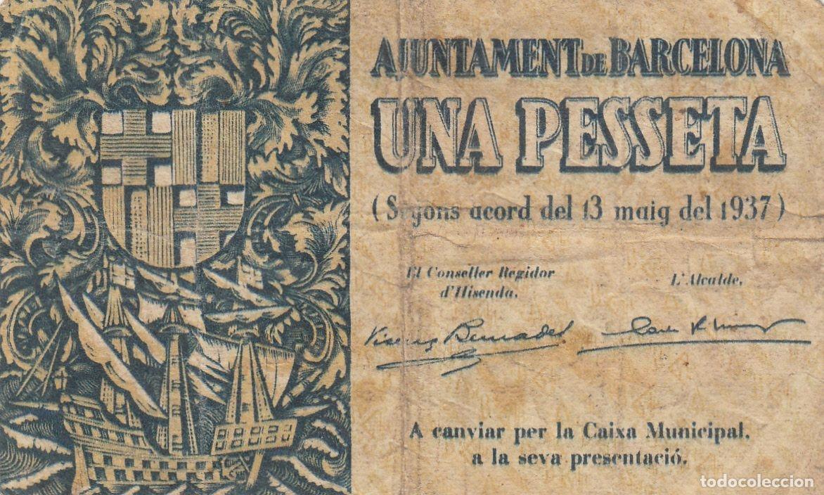 Billetes locales: CRBL0101 BILLETE ESPA&Ntilde;A LOCAL BARCELONA 1 PESETA 1937 BC