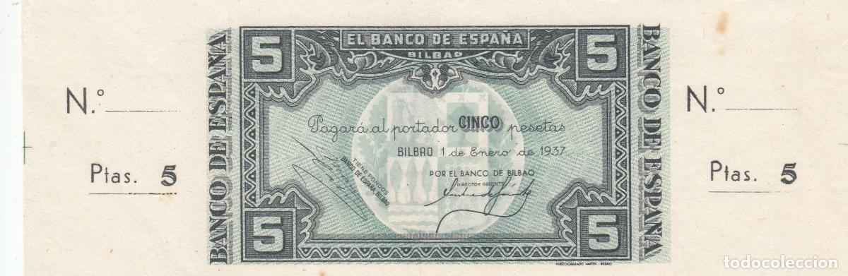 Billets locaux: CRBL0192 BILLETE ESPA&Ntilde;A BILBAO 5 PESETAS CON MANCHAS SIN CIRCULAR