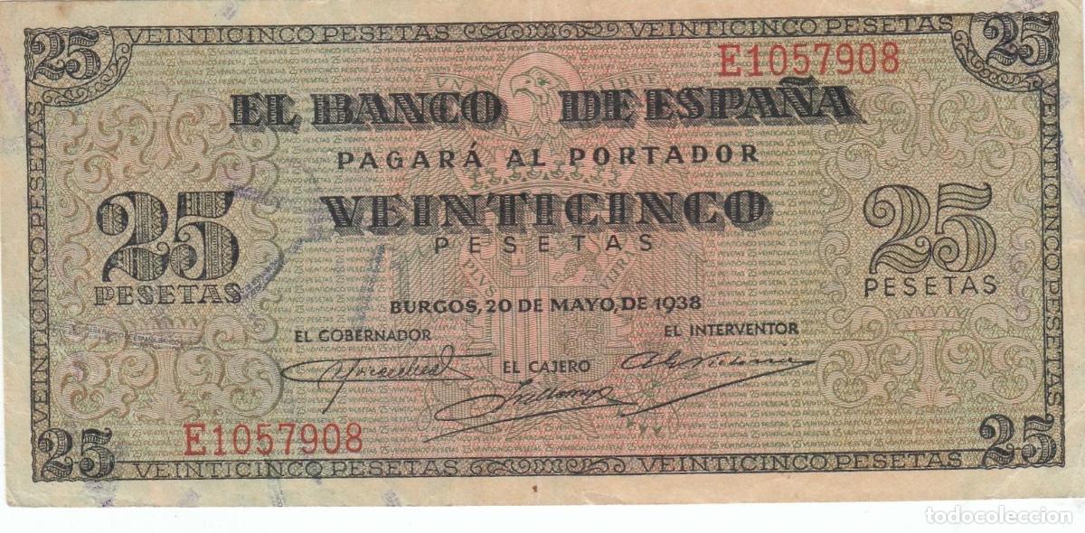 Billets locaux: CRBS1235 BILLETE ESPA&Ntilde;A 25 PESETAS 1938 EBC-