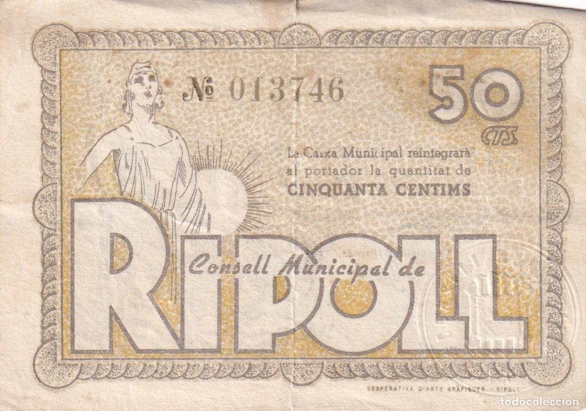 Lokale Banknoten: CRBL0238 BILLETE LOCAL ESPA&Ntilde;A 50 CENTIMOS RIPOLL BC