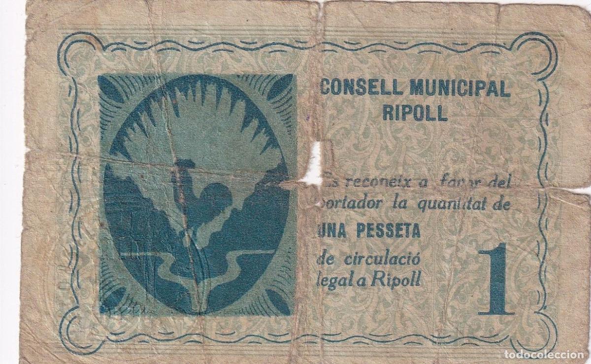 Lokale Banknoten: CRBL0253 BILLETE LOCAL ESPA&Ntilde;A 1 PESETA RIPOLL USADO